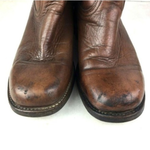 Frye Vintage Cowboy Boots Campus Brown Leather - Picture 6 of 8